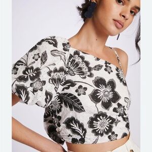 Anthropologie Black and White Floral Blouse
